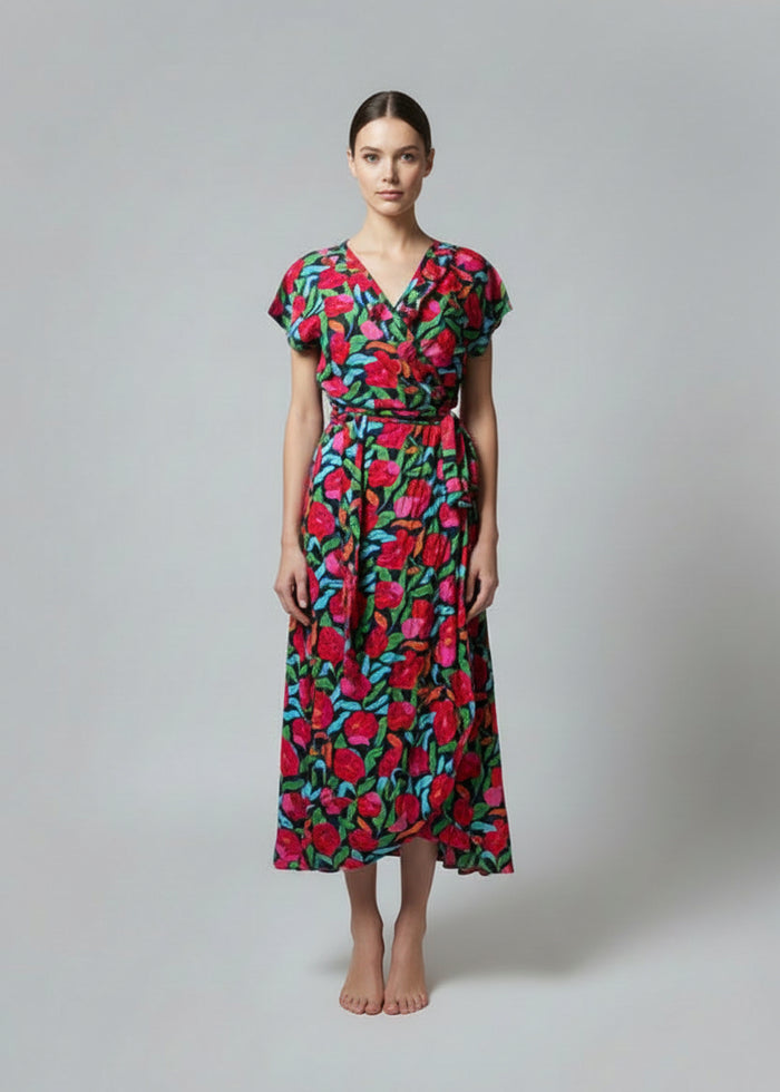 Abito wrap in viscosa Palme | M11 Shop