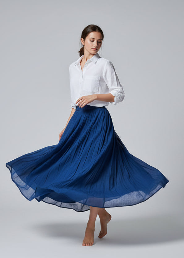 Gonna lunga in voile di cotone Palme | M11 Shop