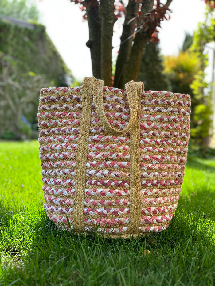 Borsa di cotone e juta rosa By Room | M11 Shop