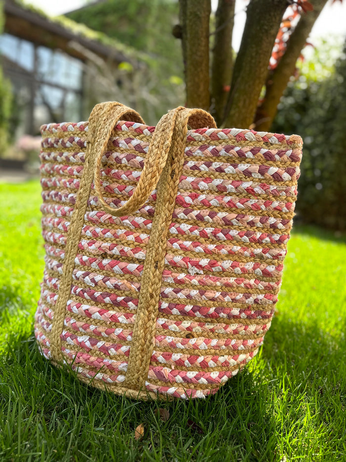 Borsa di cotone e juta rosa By Room | M11 Shop