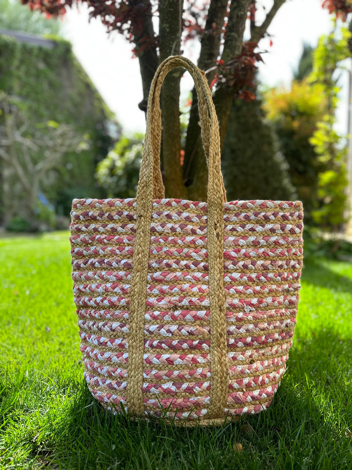 Borsa di cotone e juta rosa By Room | M11 Shop