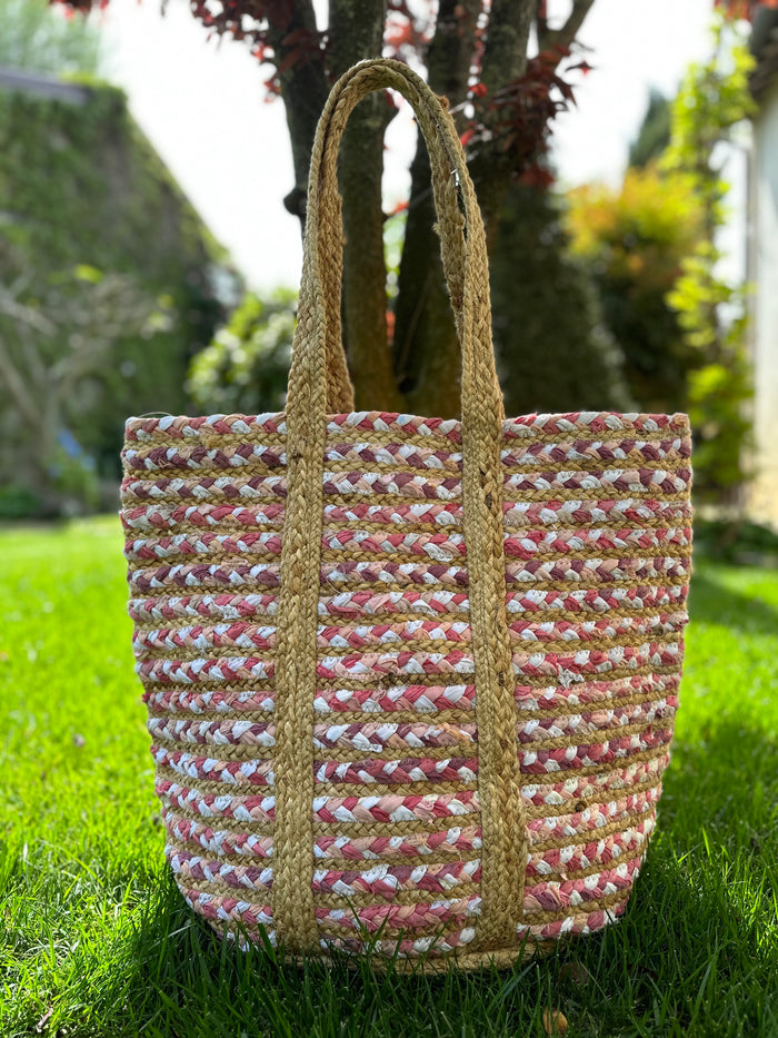 Borsa di cotone e juta rosa By Room | M11 Shop