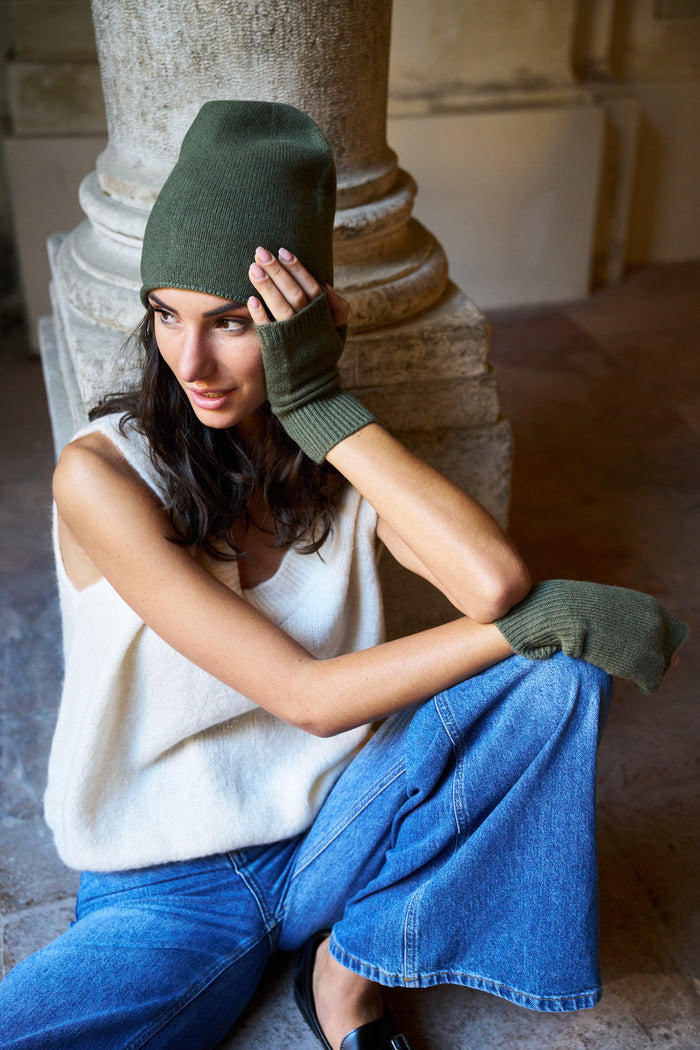 Guanti senza dita 100% cashmere Palme | M11 Shop