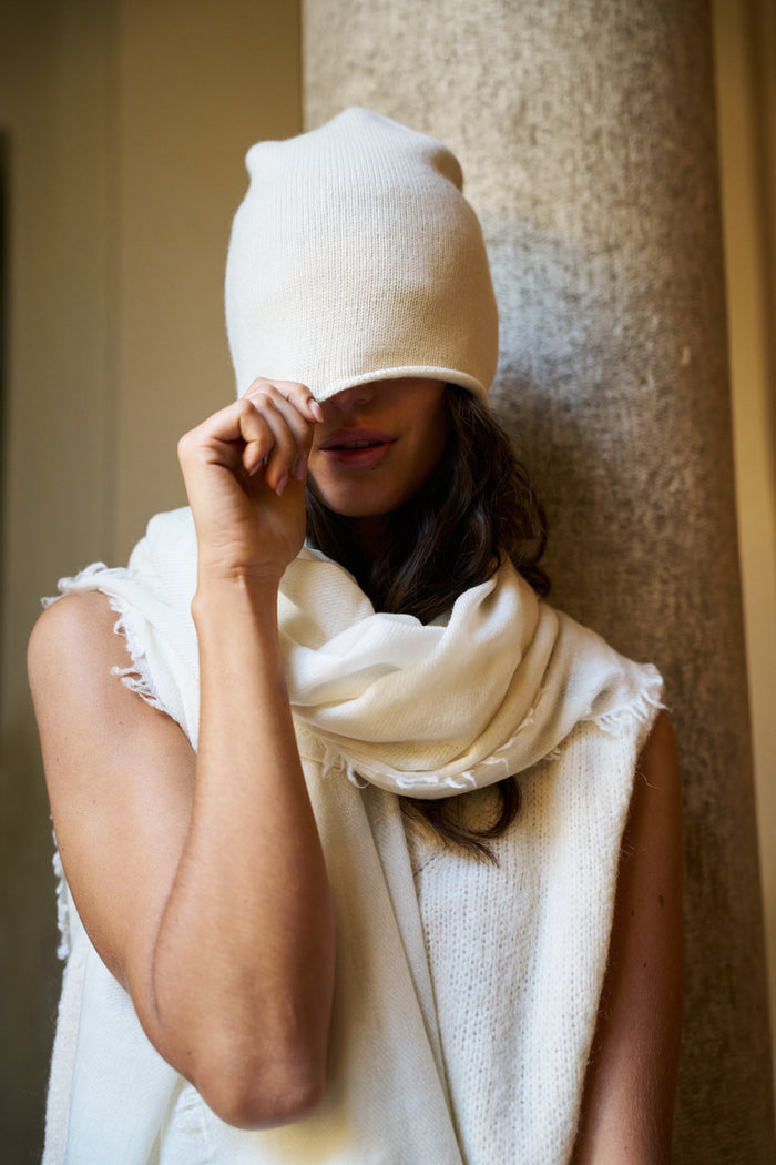 Sciarpa con frange in lana e cashmire Palme | M11 Shop