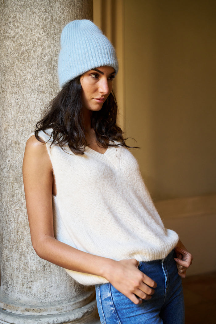 Berretto in angora con paillettes Palme | M11 Shop