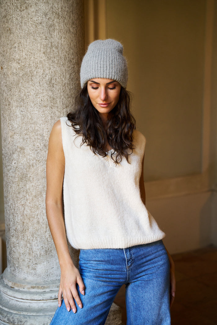 Berretto in angora con paillettes Palme | M11 Shop