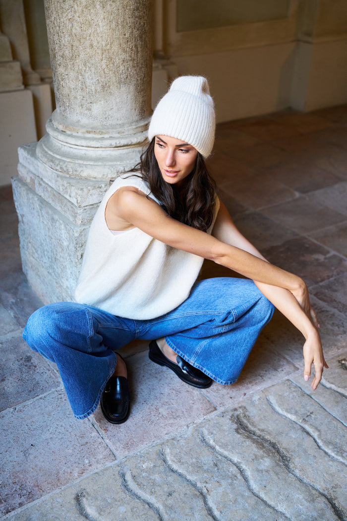 Berretto in angora con paillettes Palme | M11 Shop