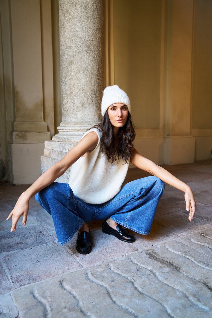 Berretto in angora con paillettes Palme | M11 Shop