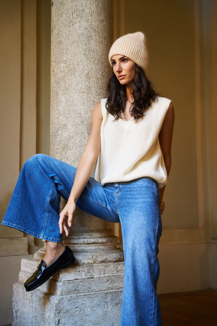 Berretto in angora con paillettes Palme | M11 Shop