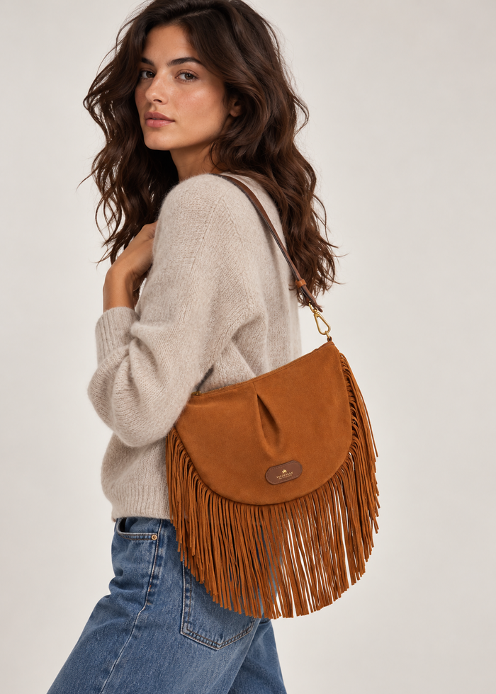 Emma mini folk con frange scamosciata Cuoieria Fiorentina - borse | M11 Shop