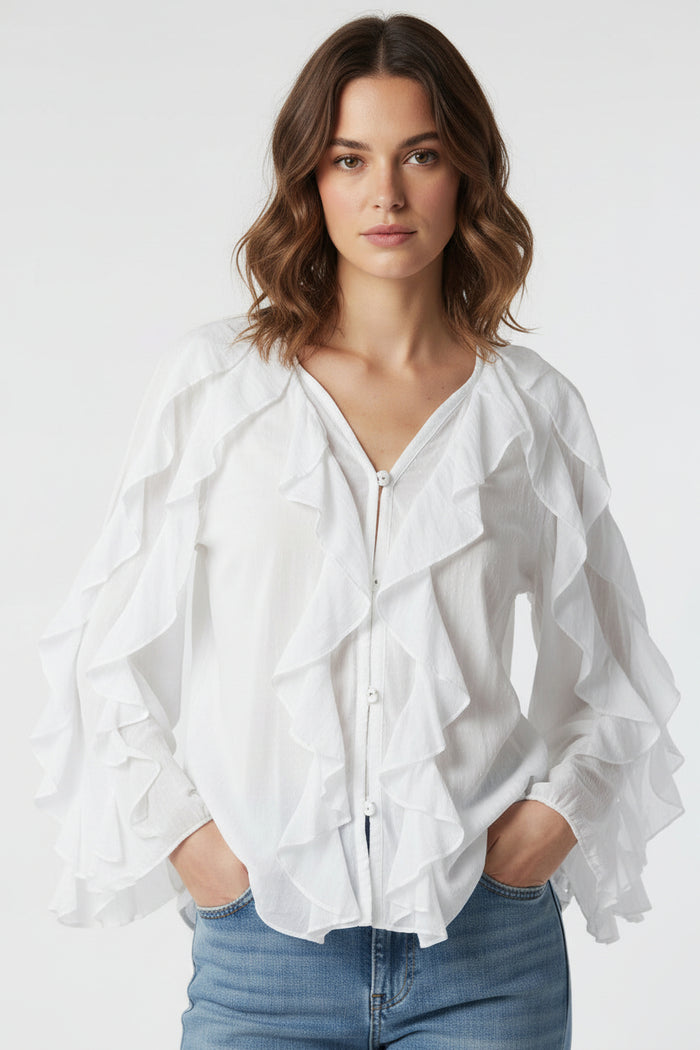 Camicia in cotone con volant Colorine | M11 Shop