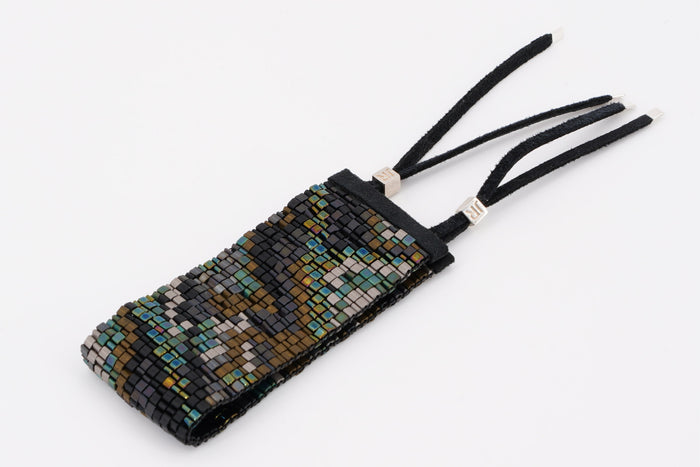 Bracciale triangolare intrecciato a mano con perline larghezza 1 1/4