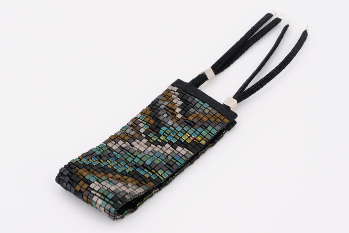 Bracciale triangolare intrecciato a mano con perline larghezza 1 1/4