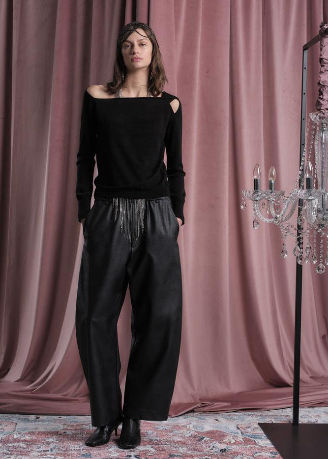 Floor faux leather balloon trousers | M11 Shop
