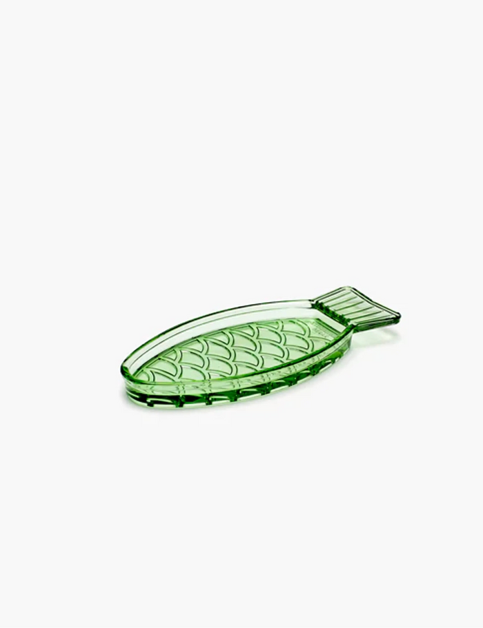Piatto a forma di pesce verde trasparente Serax | M11 Shop