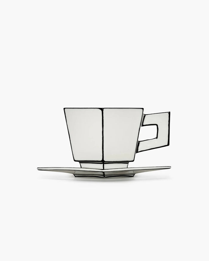 Tazza da cappuccino con piattino Carte Blanche di Annebet Philips Serax | M11 Shop