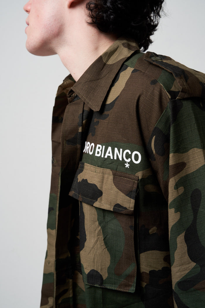 Camouflage cotton shirt with pockets Gold White | M11 Shop