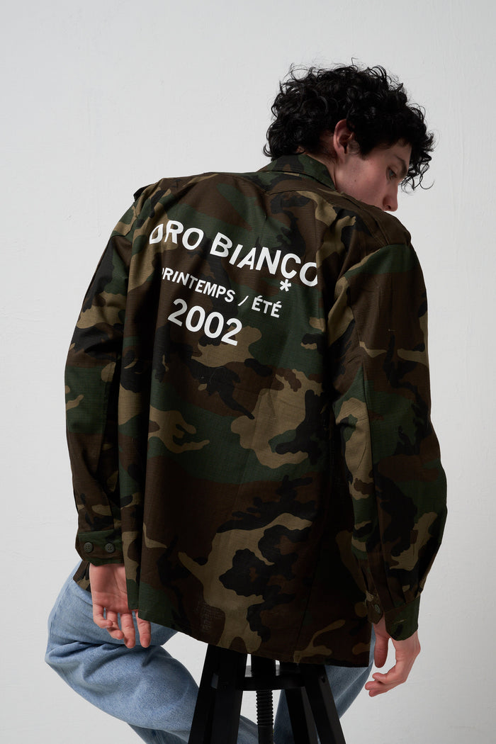 Camouflage cotton shirt with pockets Gold White | M11 Shop