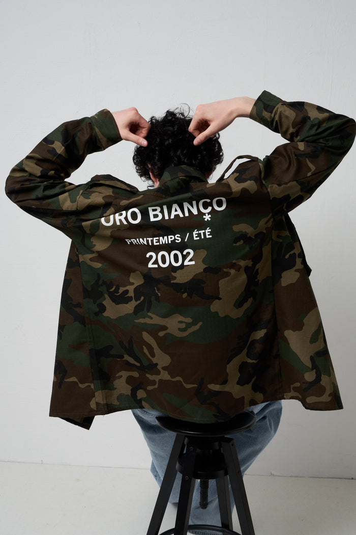 Camouflage cotton shirt with pockets Gold White | M11 Shop