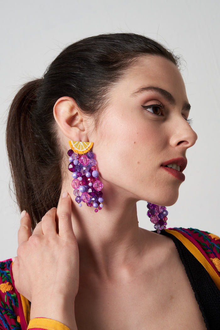 Orecchini Orange Fiz con perline Susan Alexandra | M11 Shop