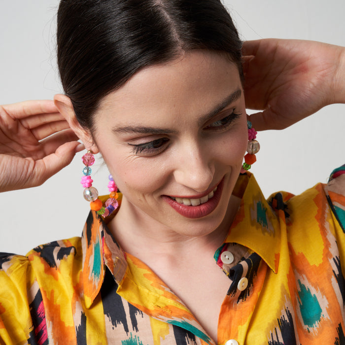 Orecchini a cerchio Joyful medium con perline Susan Alexandra | M11 Shop