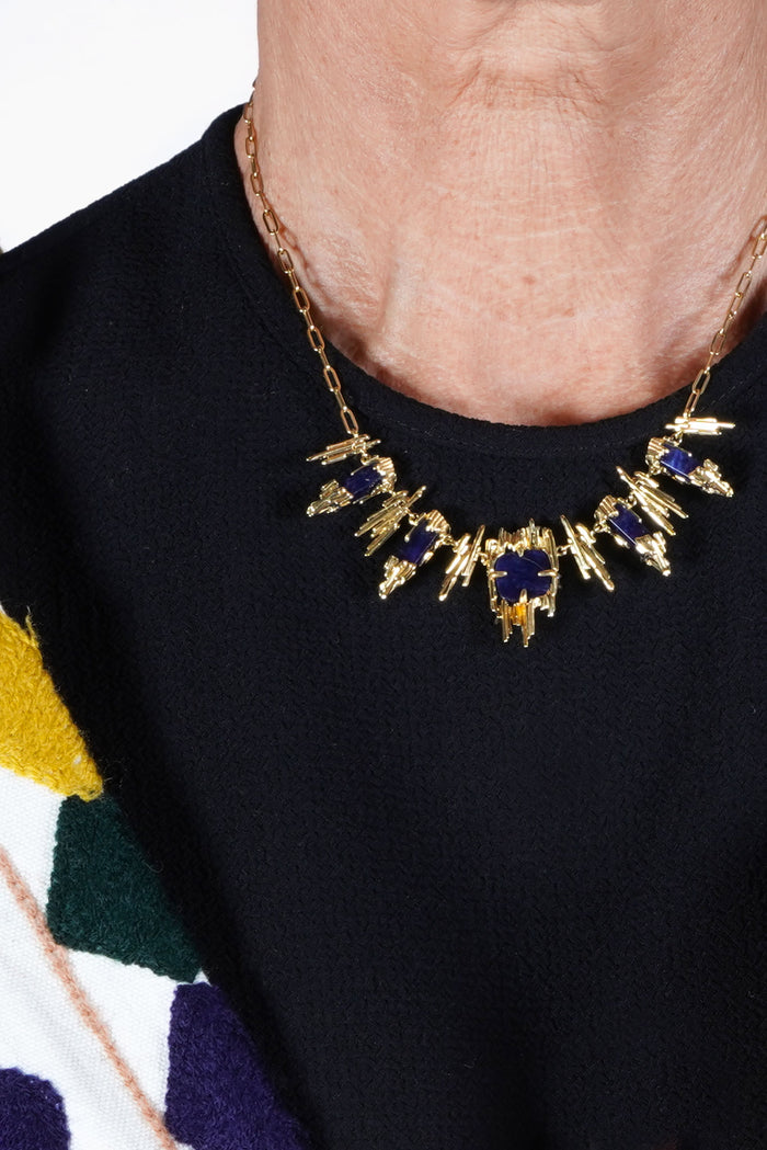 Collana con sasso d'oro e sodalite Tresor Mineral Les Nereides | M11 Shop