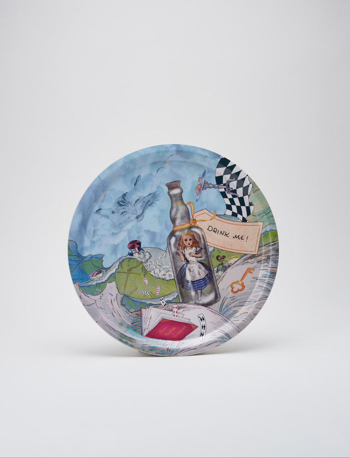 Alice Drink Me Vassoio rotondo in legno di betulla Avenida Home | M11 Shop