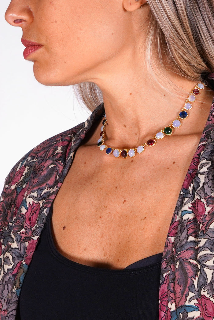 Collana a un giro con pietre colorate Joyaux de Sicilie Les Nereides | M11 Shop