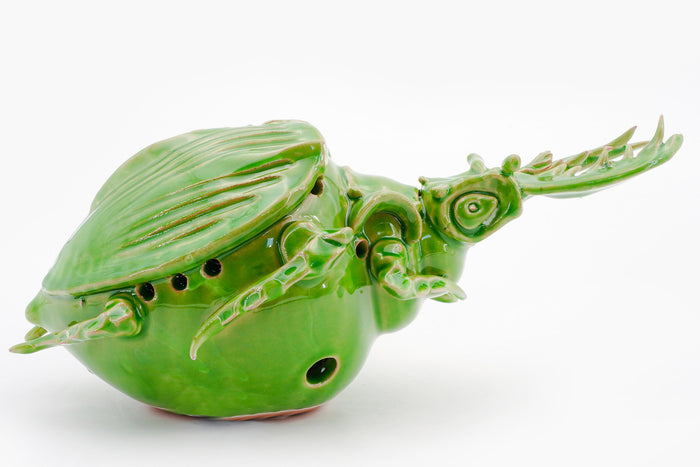 Small green ceramic beetle by Enza Fasano | M11 Shop