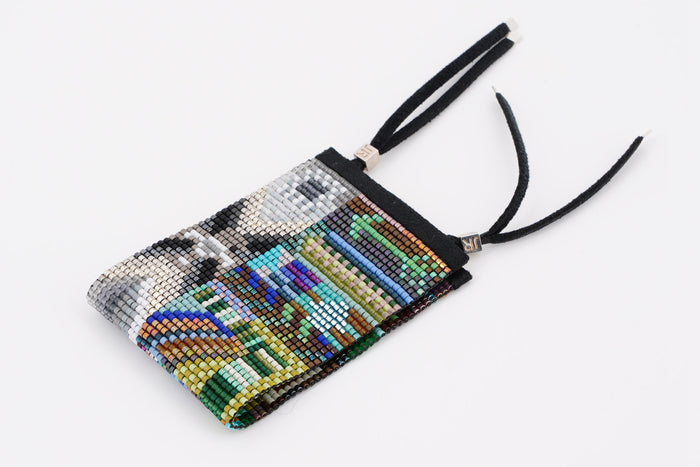 Bracciale con perline di vetro intrecciato a mano larghezza 1 7/8