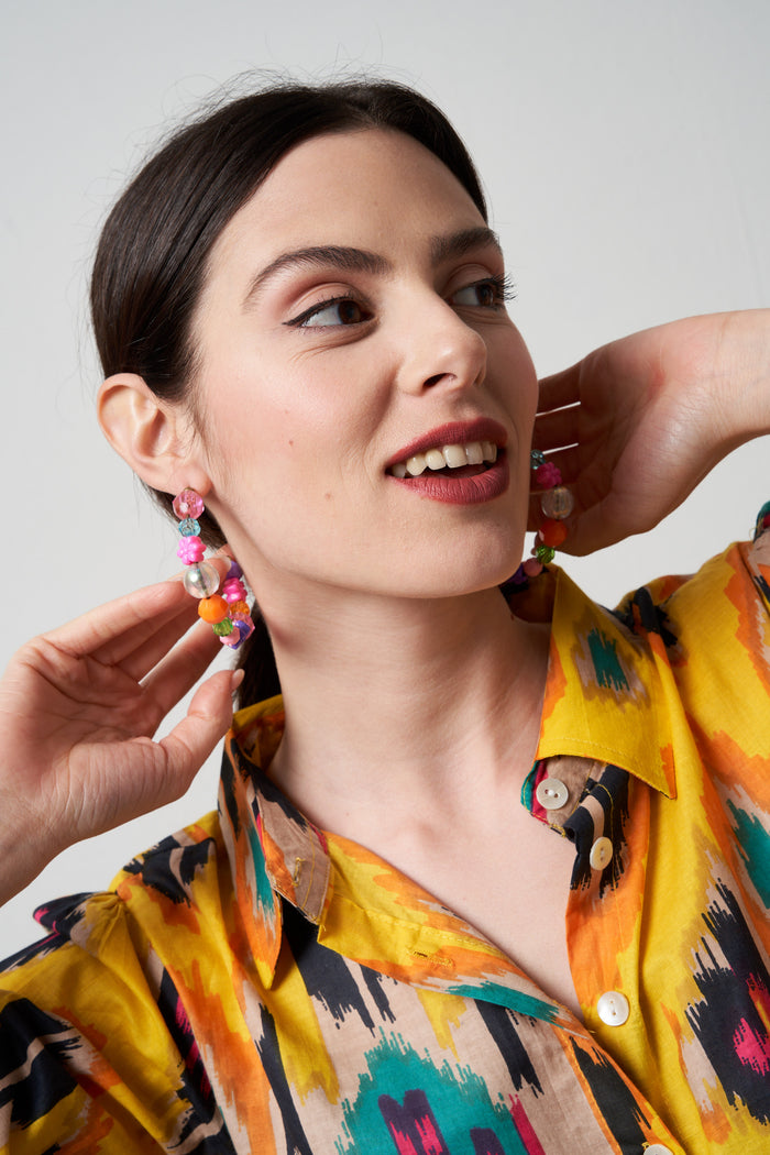 Orecchini a cerchio Joyful medium con perline Susan Alexandra | M11 Shop