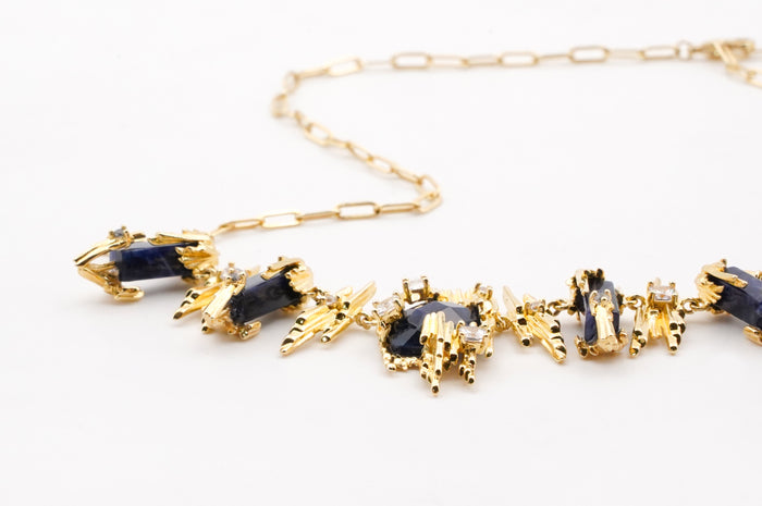 Collana con sasso d'oro e sodalite Tresor Mineral Les Nereides | M11 Shop