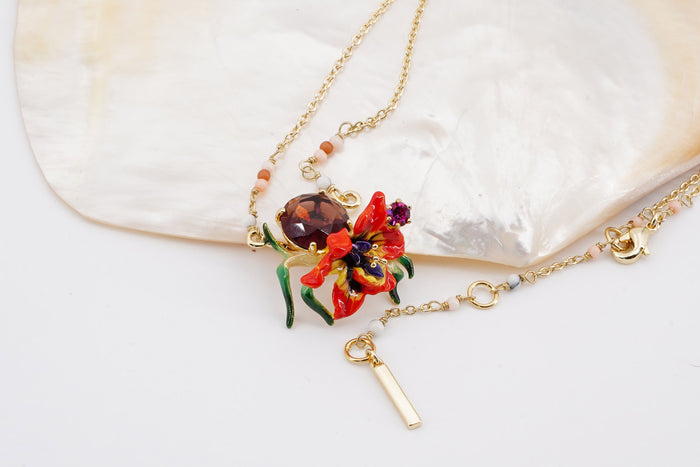 Collana fiori esotici e flora in vetro sfaccettato Collezione Mysterieuse Les Nereides | M11 Shop