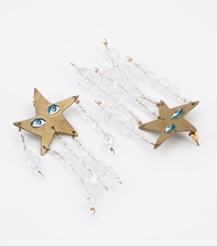 Orecchini Celestial stelle placcate oro con perline Susan Alexandra | M11 Shop