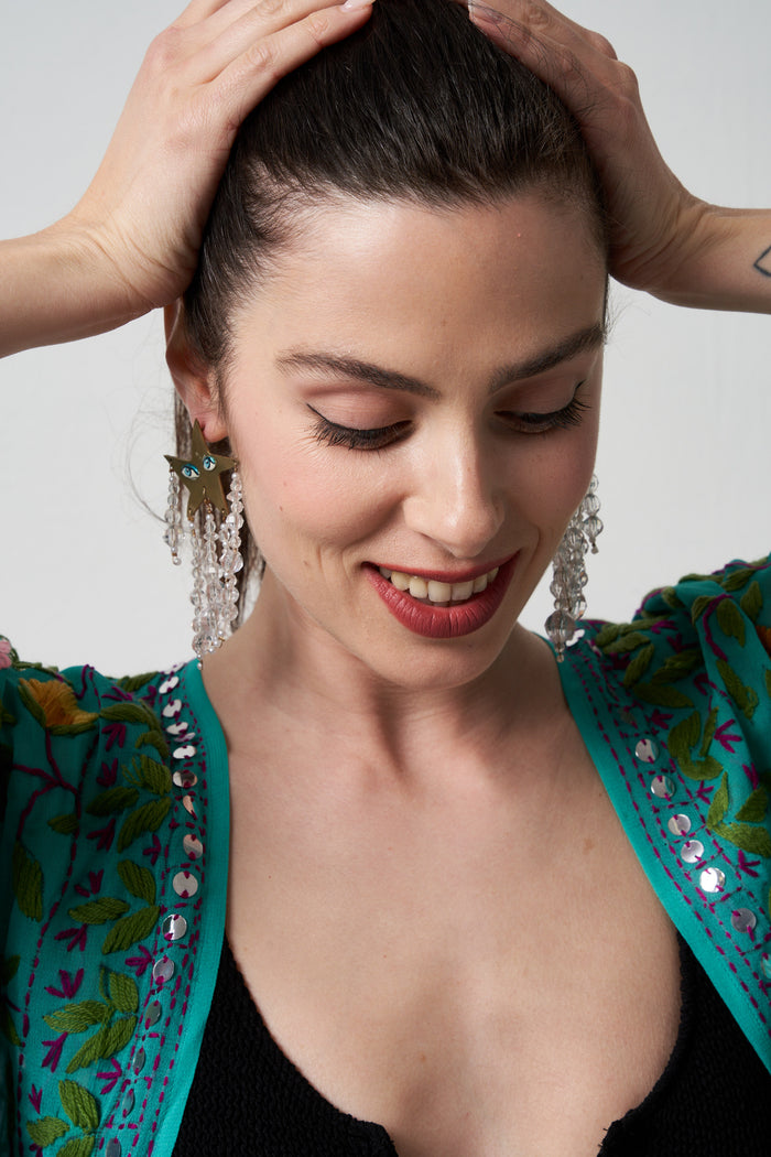 Orecchini Celestial stelle placcate oro con perline Susan Alexandra | M11 Shop