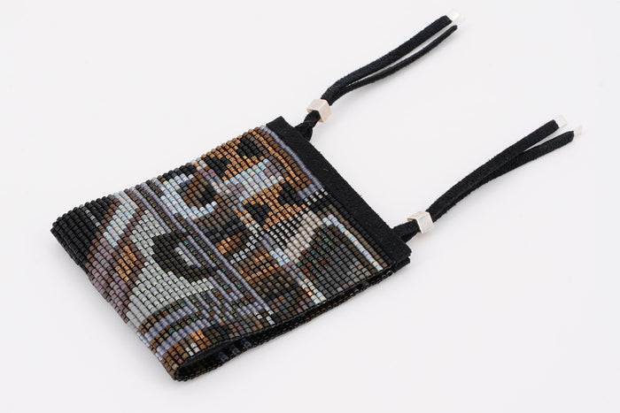 Bracciale con perline di vetro intrecciato a mano larghezza 2 1/2