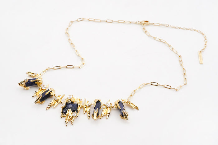 Collana con sasso d'oro e sodalite Tresor Mineral Les Nereides | M11 Shop