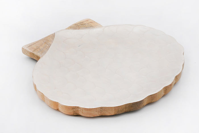 Piatto Seashell bianco perla in legno di mango M By Room | M11 Shop
