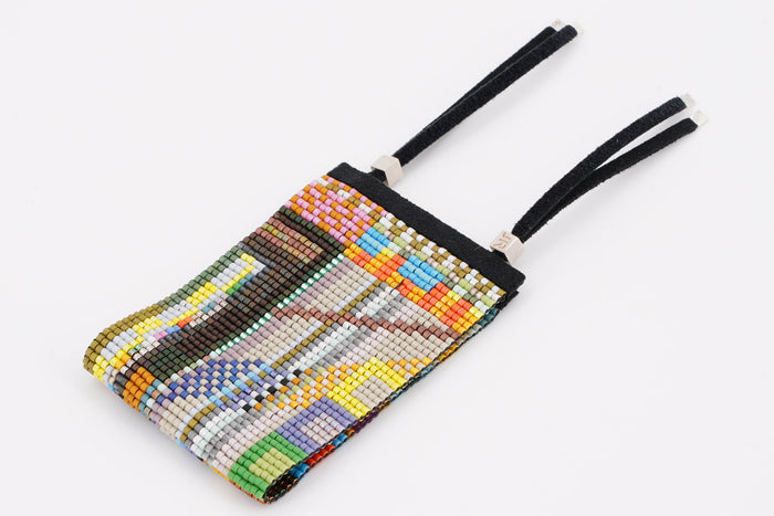 Bracciale con perline di vetro intrecciato a mano larghezza 1 7/8