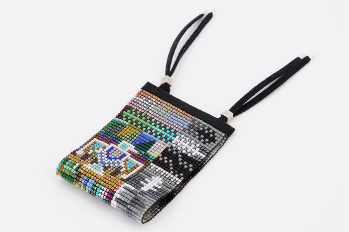 Bracciale con perline di vetro intrecciato a mano larghezza 1 7/8