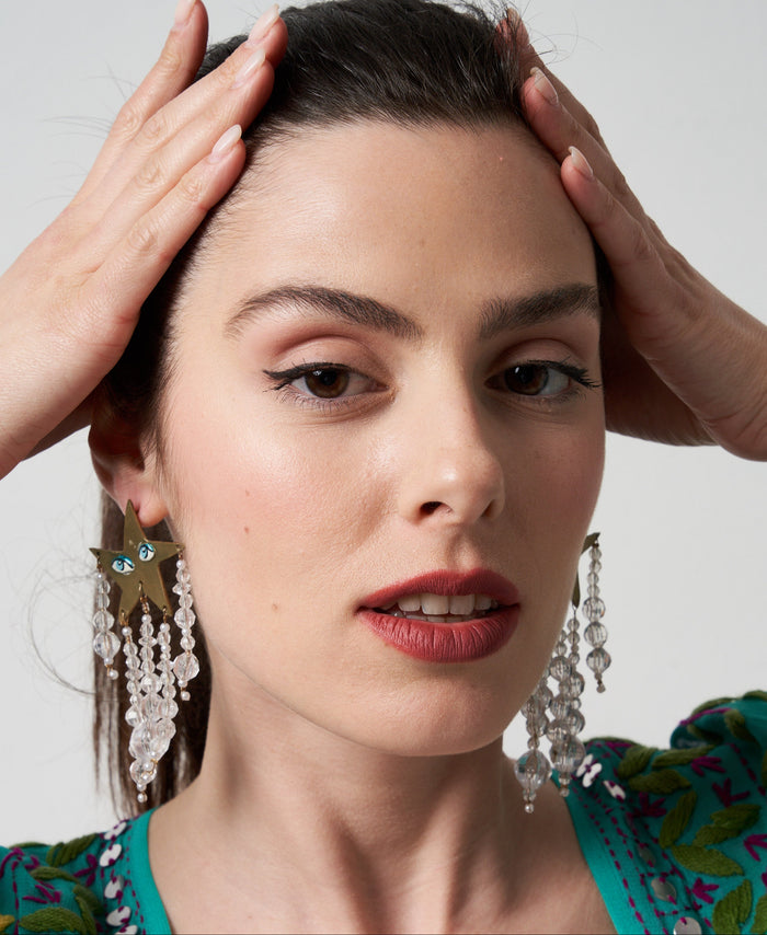 Orecchini Celestial stelle placcate oro con perline Susan Alexandra | M11 Shop